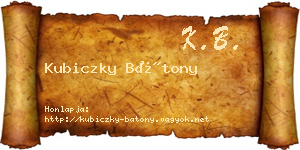 Kubiczky Bátony névjegykártya