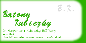 batony kubiczky business card